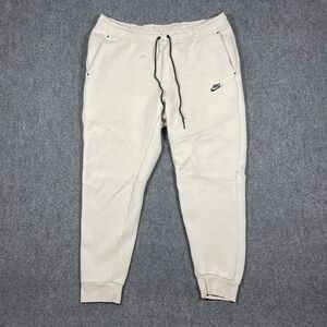 Nike Tech Fleece Joggers 2XL Beige Black Side Zip Pocket Lightweight 0763